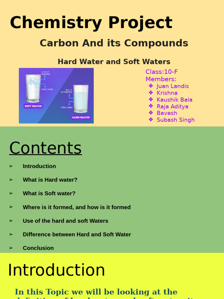 Chemistry Project Hard Water and Soft Water - 10F | PDF