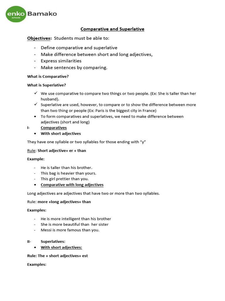 Understanding Comparatives and Superlatives | PDF | Linguistics