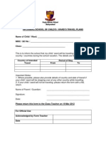 Travel Declaration Form For Student March 2012