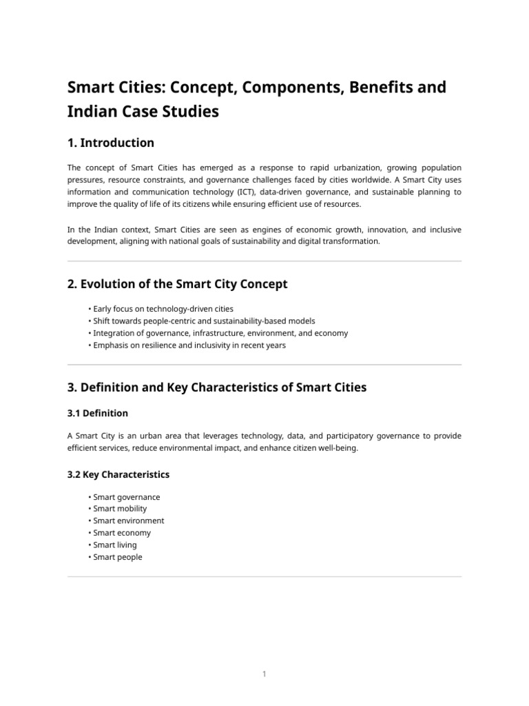 Smart Cities - Concept, Components, Benefits and Indian Case Studies ...