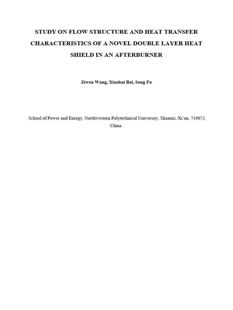 Double-Layer Heat Shield for Afterburners | PDF | Heat Transfer | Vortices