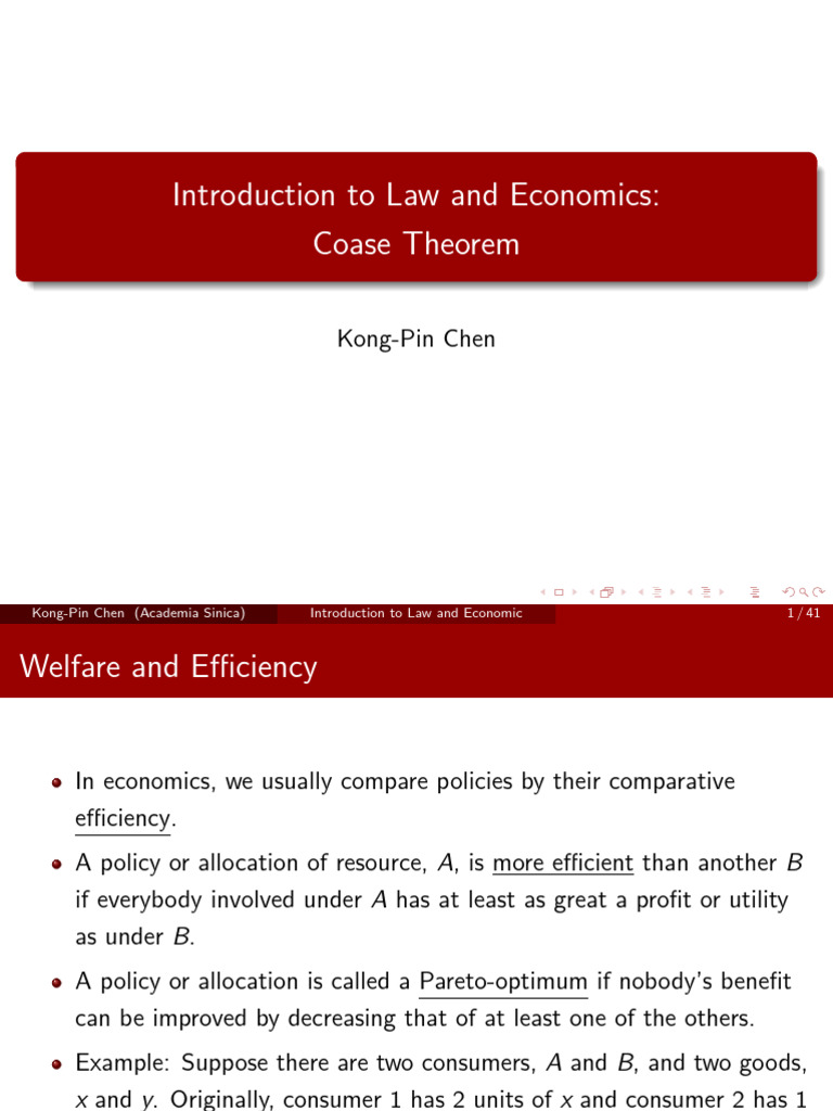 Law and Economics: Coase Theorem Explained | PDF | Externality | Pareto ...