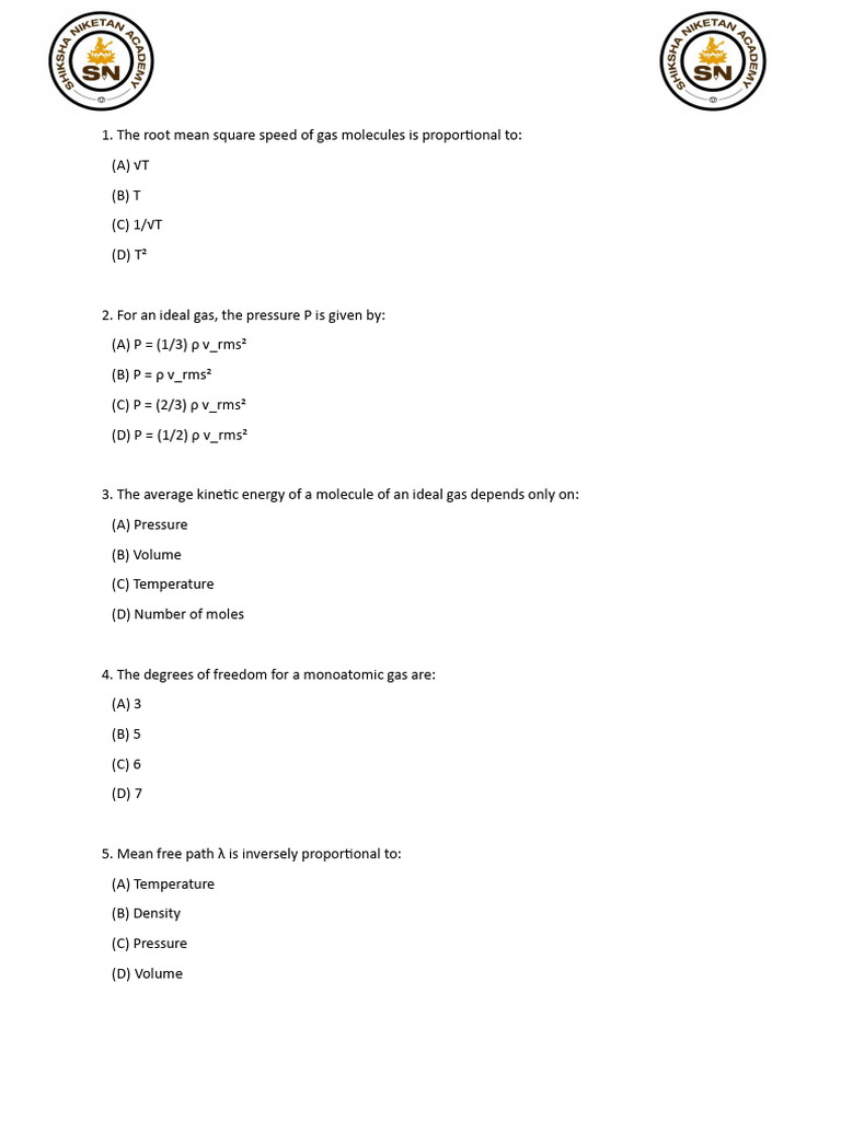KTC Cet Jee Worksheet | PDF | Gases | Temperature