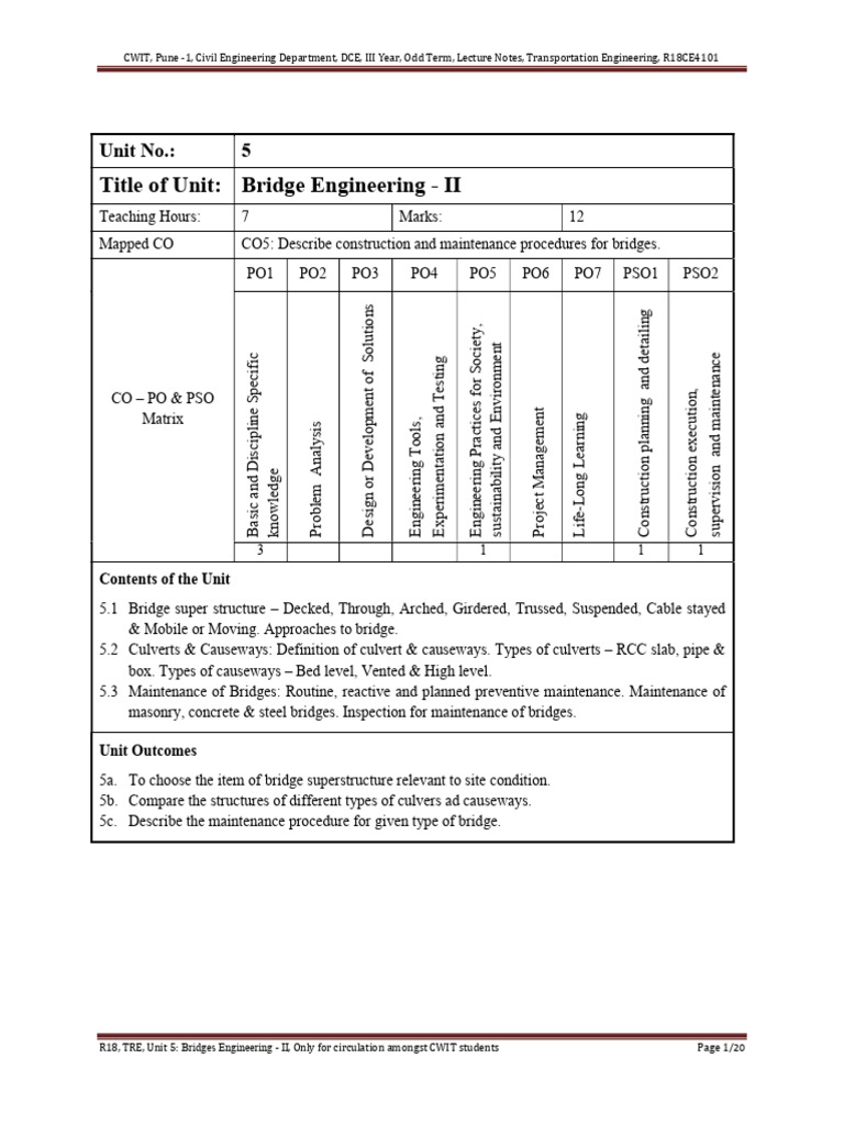 Bridge Engineering II Lecture Notes | PDF | Prestressed Concrete | Concrete