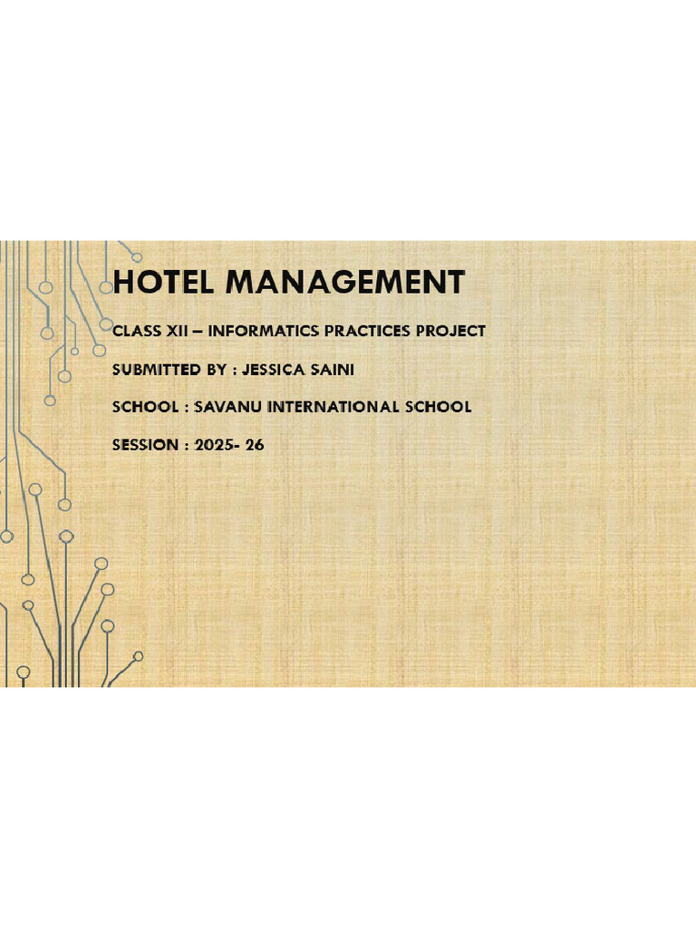 Ip Project - Hotel Management | PDF