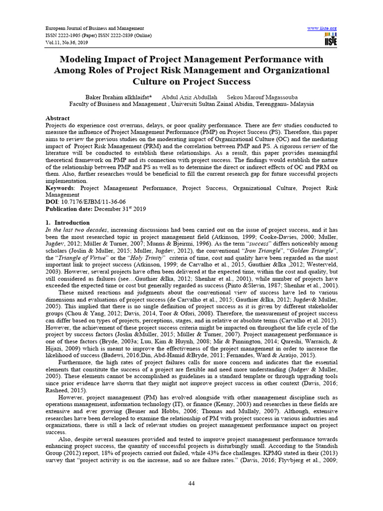 Project Management Performance and Success | PDF | Risk | Risk Management