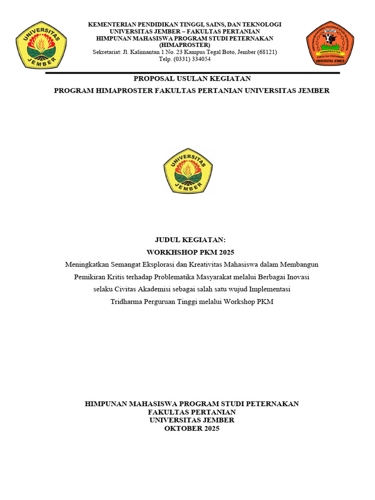 Proposal Workshop Pkm 2025 Himaproster-1 | PDF