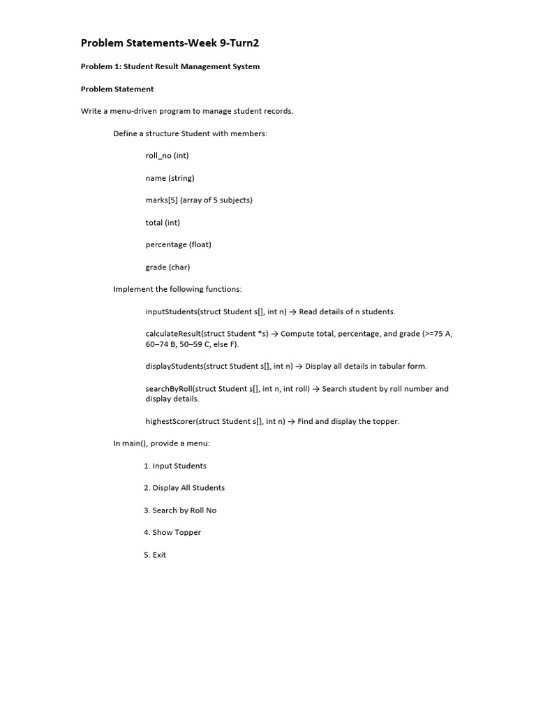 Week 9 Turn2 Problem Statements | PDF