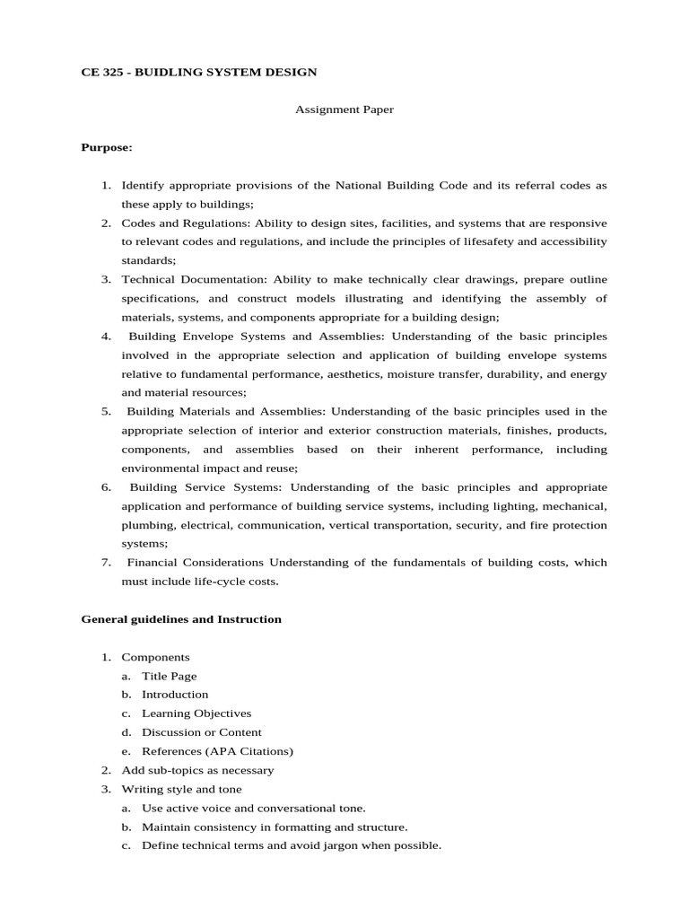 Building System Design Assignment Guide | PDF
