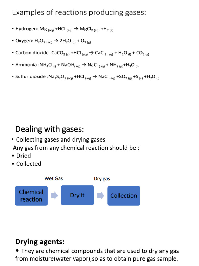 Gas Reactions and Collection Methods | PDF | Oxide | Ammonia