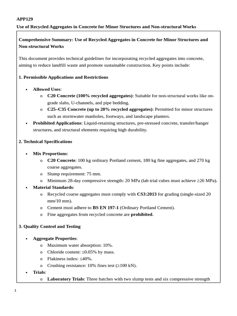 Recycled Aggregates in Concrete Guidelines | PDF | Concrete ...