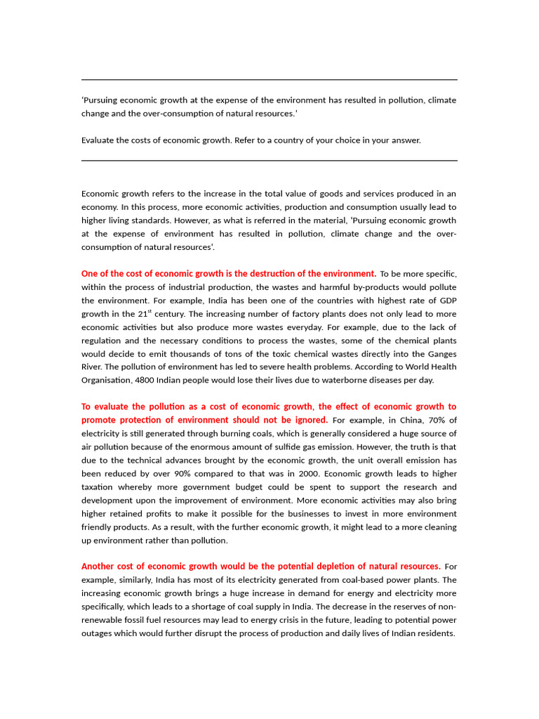 Economic Growth Costs: Pollution & Resources | PDF | Sustainable Energy ...