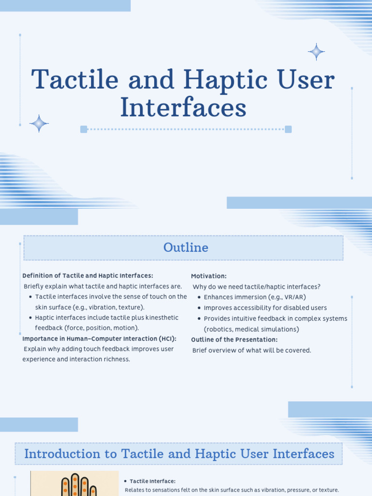 Tactile and Haptic Interfaces Overview | PDF | Somatosensory System ...