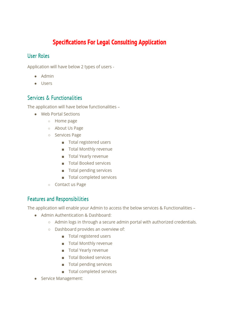 Legal Consulting App Specifications | PDF | Information Technology ...