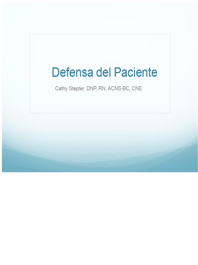 Defensa del Paciente en Enfermería | PDF | Enfermería | Cuidado de la salud