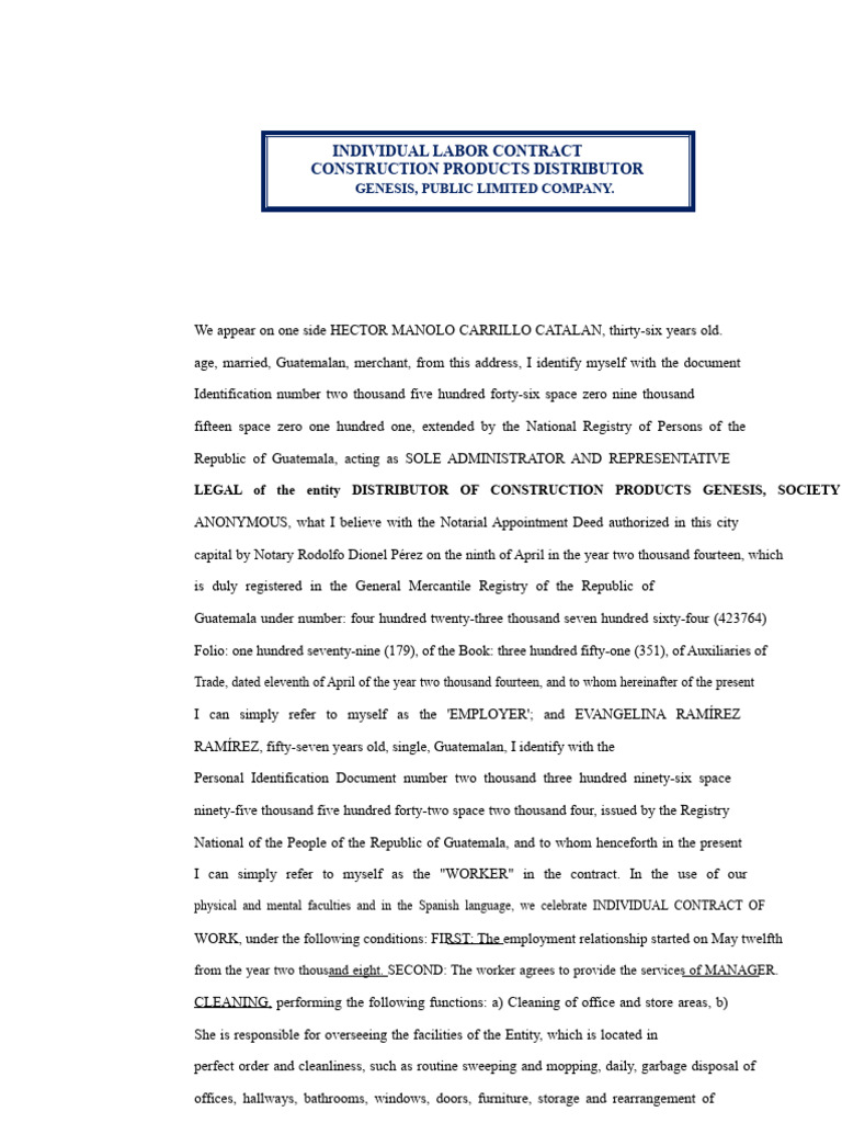 Individual Employment Contract | PDF | Employment | Labour Law