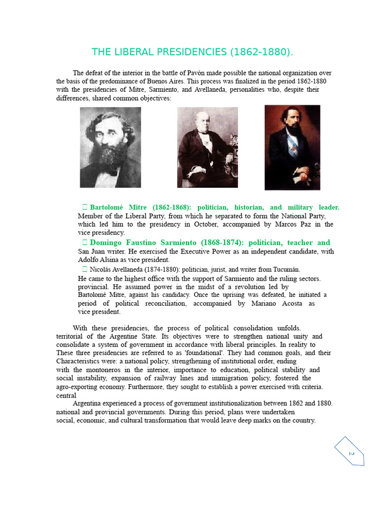 Foundational Liberal Presidencies in Argentina | PDF | Economies ...