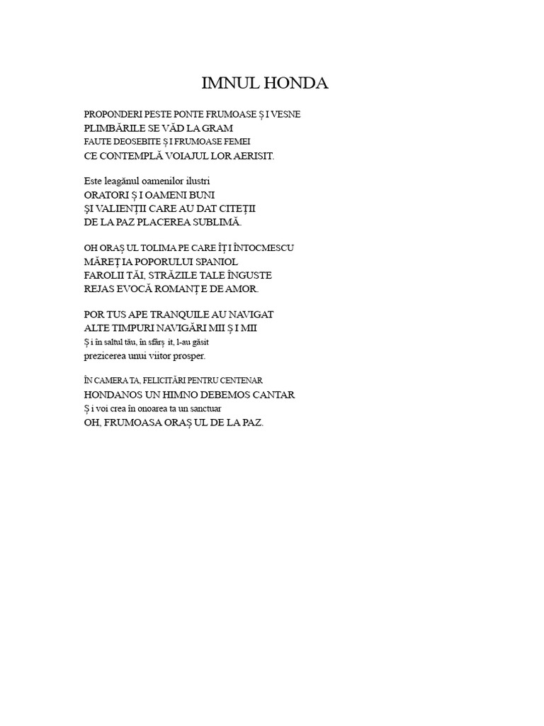 Imnul Honda | PDF