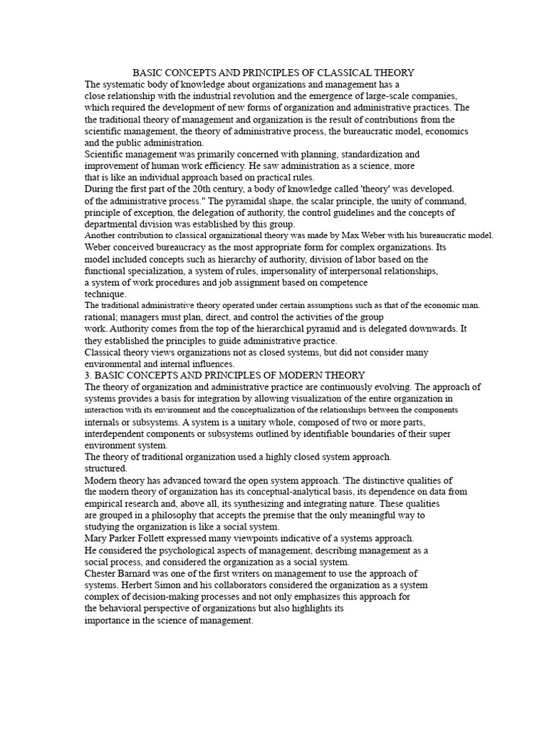 Classical and Modern Management Theories | PDF | System | Leadership