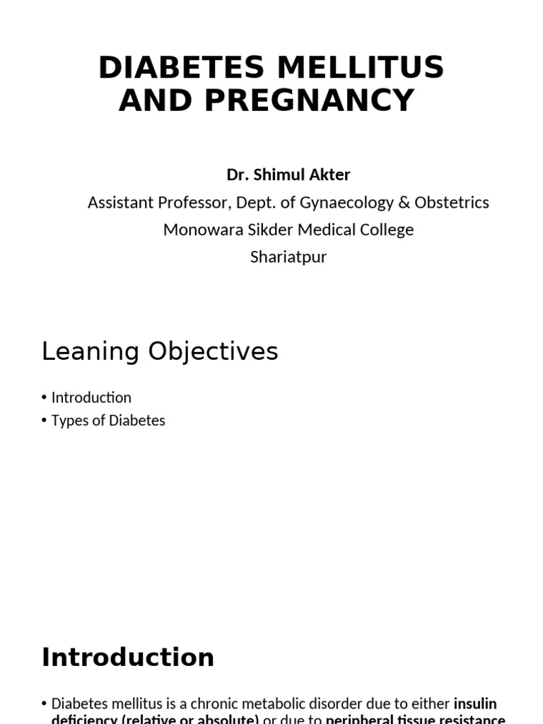 Diabetes Mellitus in Pregnancy: Overview | PDF | Gestational Diabetes ...