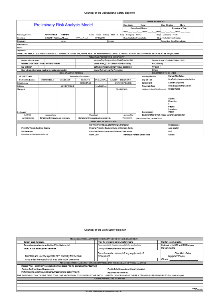 APR Model - Preliminary Risk Analysis | PDF | Occupational Safety And ...