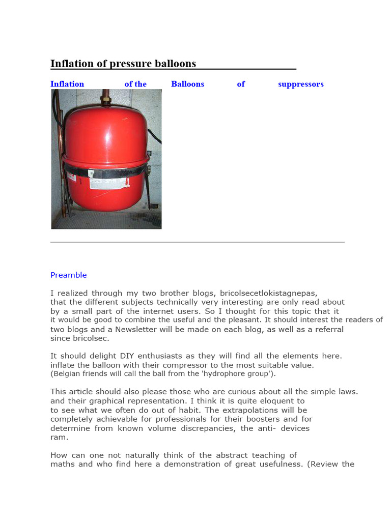 Balloon Pressure Inflation Guide | PDF | Gases | Pump