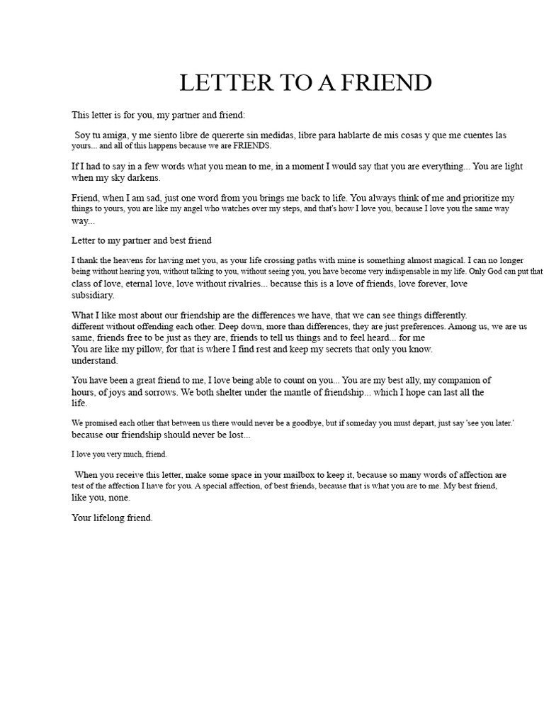 Heartfelt Letter to My Best Friend | PDF