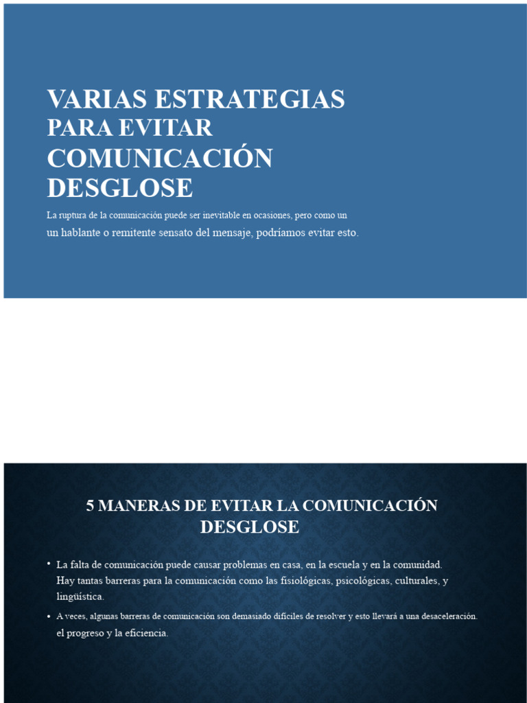 Varias estrategias para evitar la ruptura de la comunicación | PDF ...