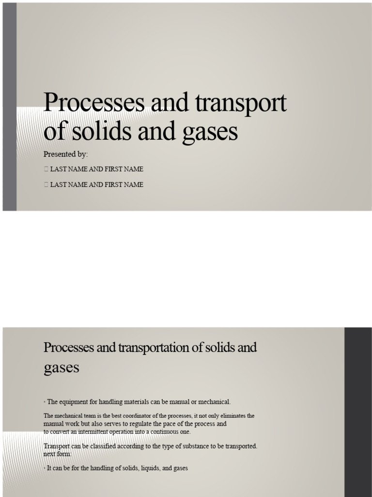 Solid and Gas Transport Processes | PDF | Solid | Machines