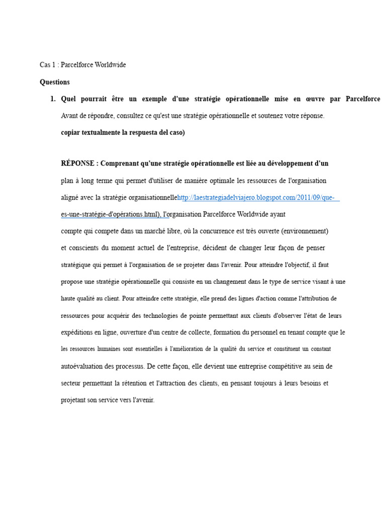Stratégies opérationnelles de Parcelforce et LSC | PDF | Économie