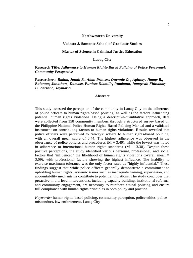 Human Rights Paper 1 | PDF | Human Rights | Police