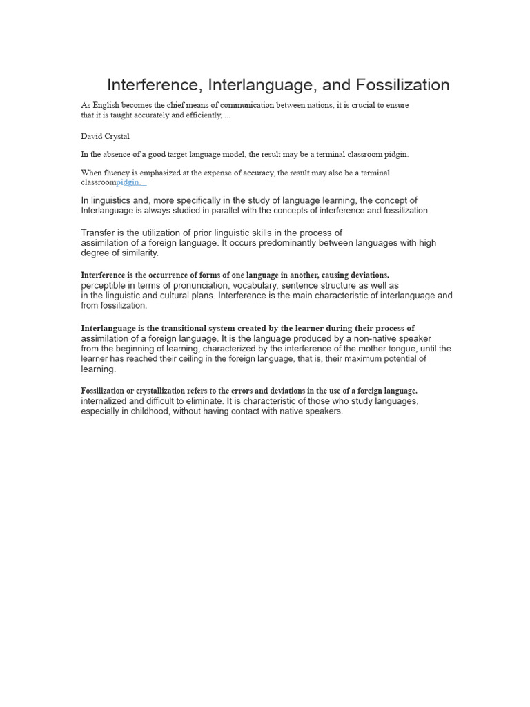 Interlanguage and Language Learning Challenges | PDF | English Language ...