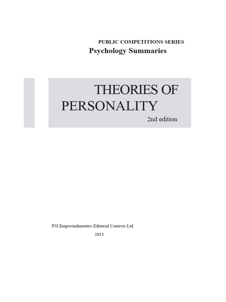 Theories of Personality Overview | PDF | Psychoanalysis | Unconscious Mind