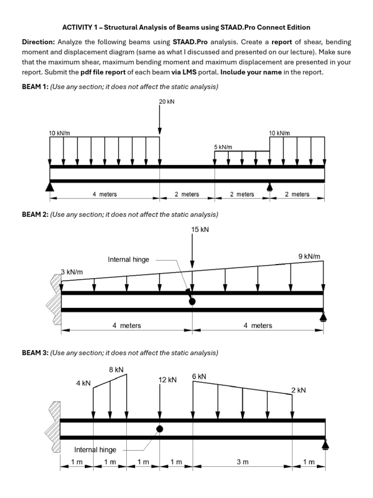 STAAD.Pro Beam Analysis Report Guide | PDF