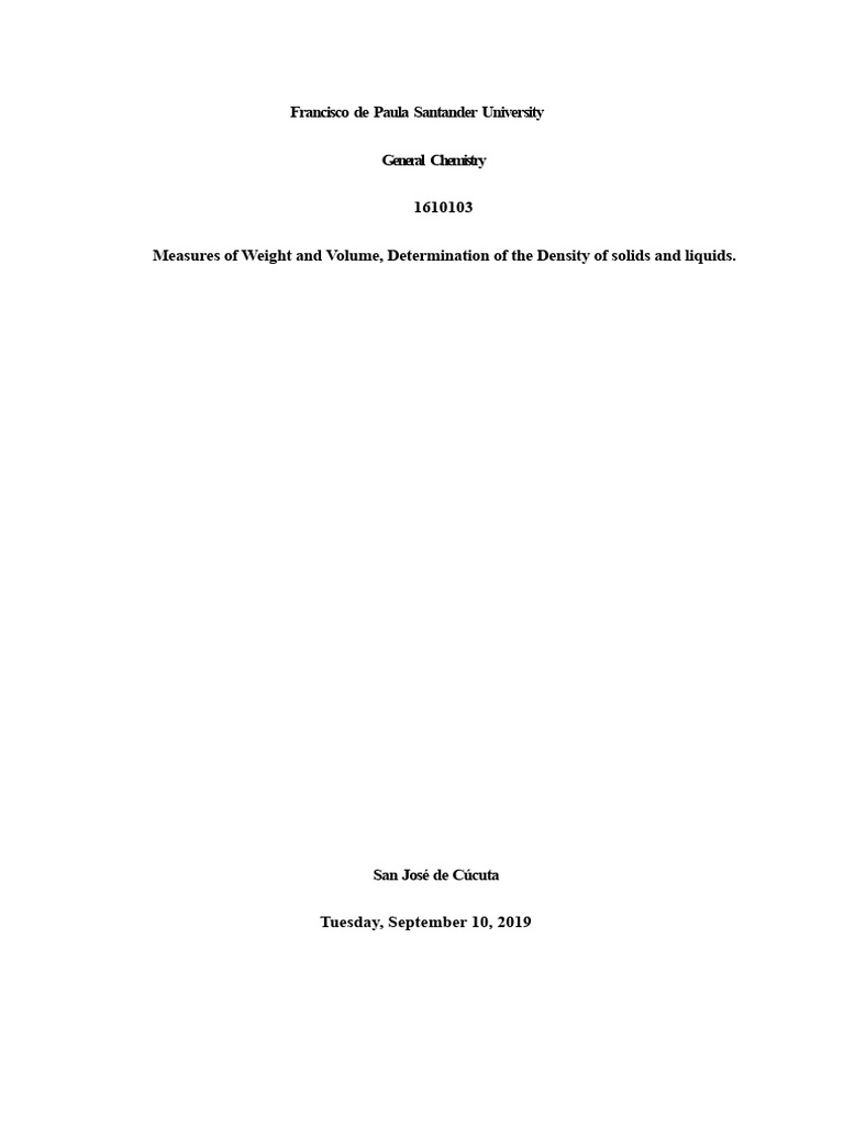 Chemistry Lab: Density & Measurement Techniques | PDF | Density | Volume