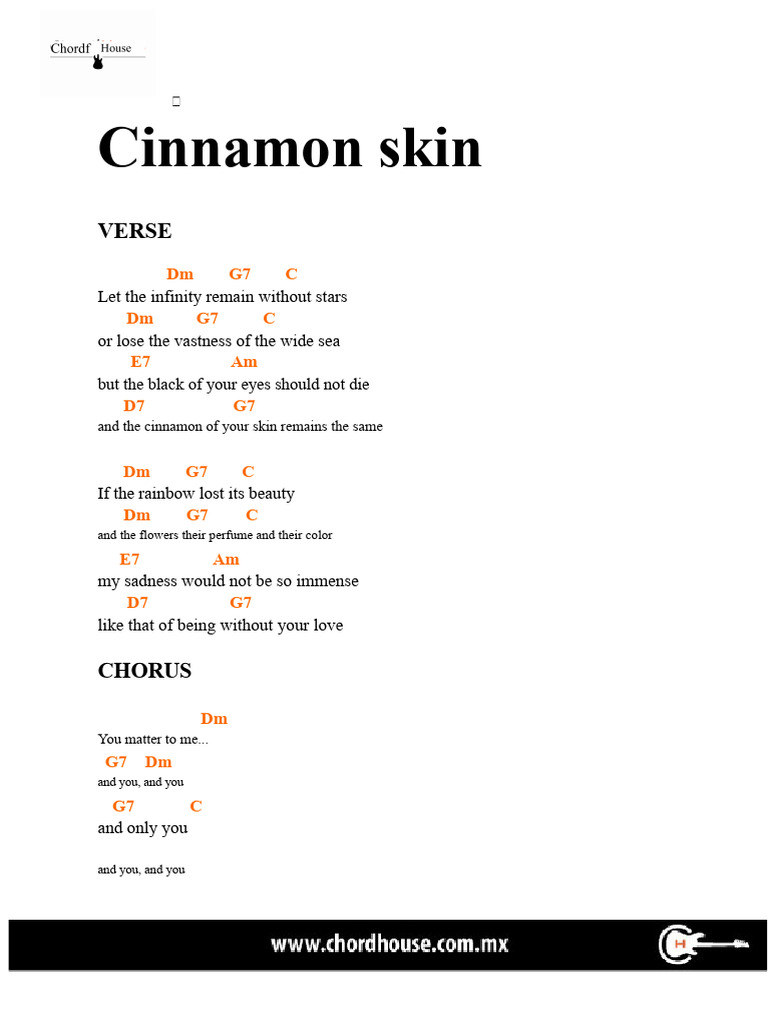 Skin Cinnamon LYRICS AND CHORDS DOWNLOAD CLICK HERE PDF | PDF