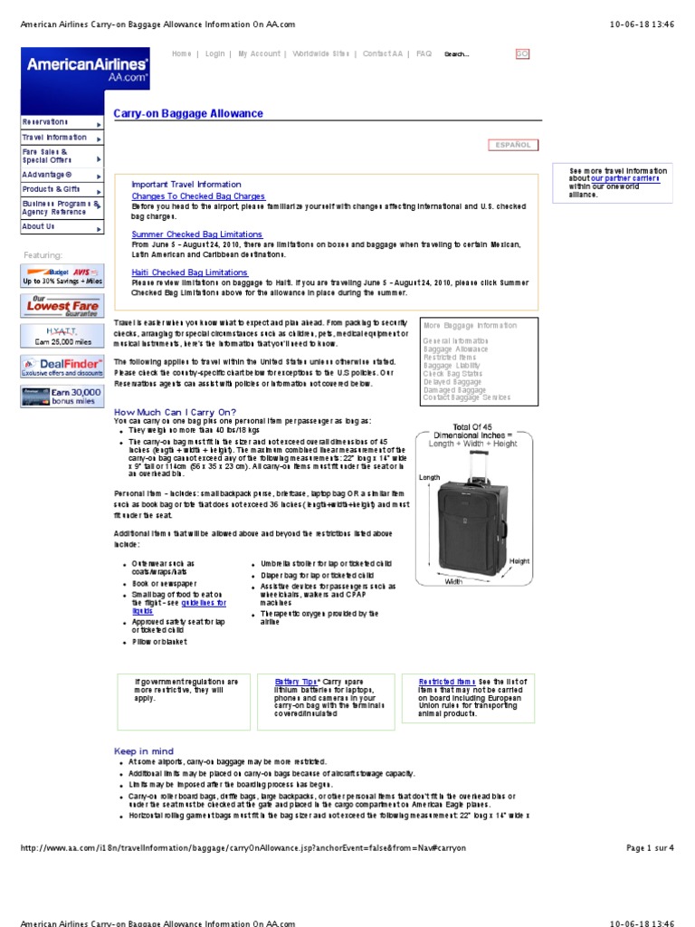 american airlines baggage allowance for students