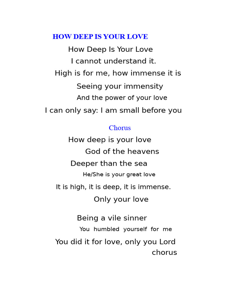 How Deep Is Your Love (Song) | PDF