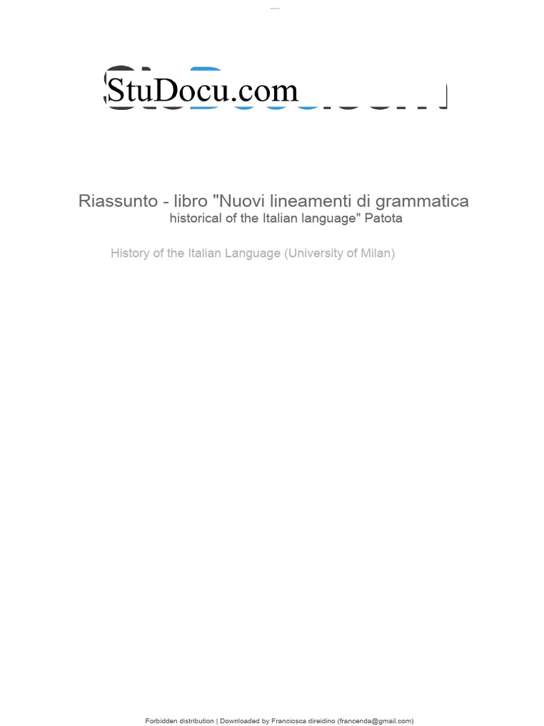 Historical Grammar of Italian Language | PDF | Grammatical Gender ...