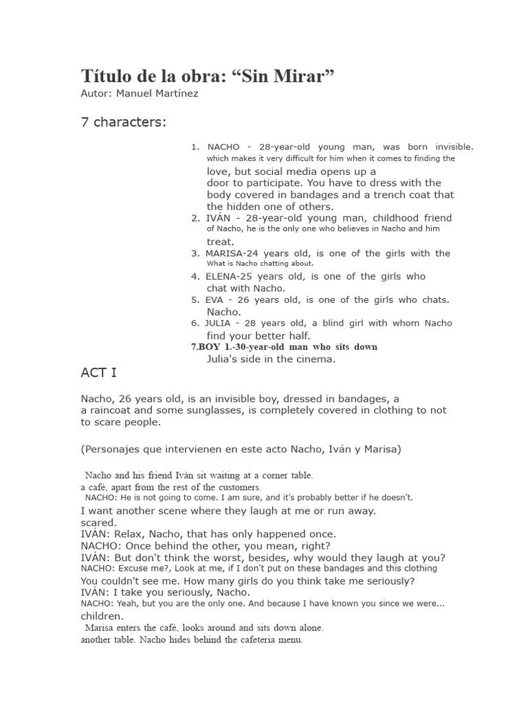 WITHOUT LOOKING Theatrical Script | PDF