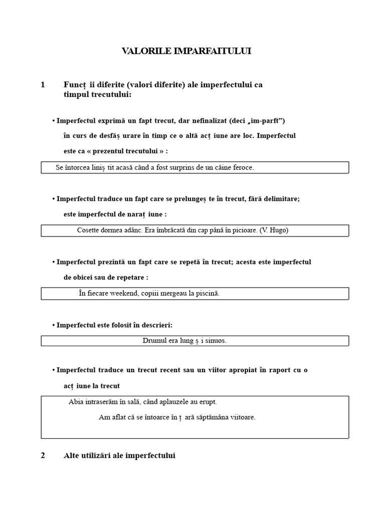 Valorile Imperfectului | PDF