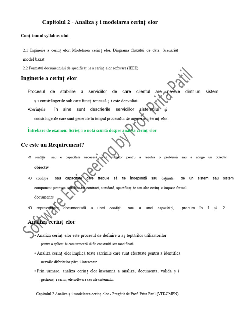 Capitolul 2 Analiza Și Modelarea Cerințelor | PDF