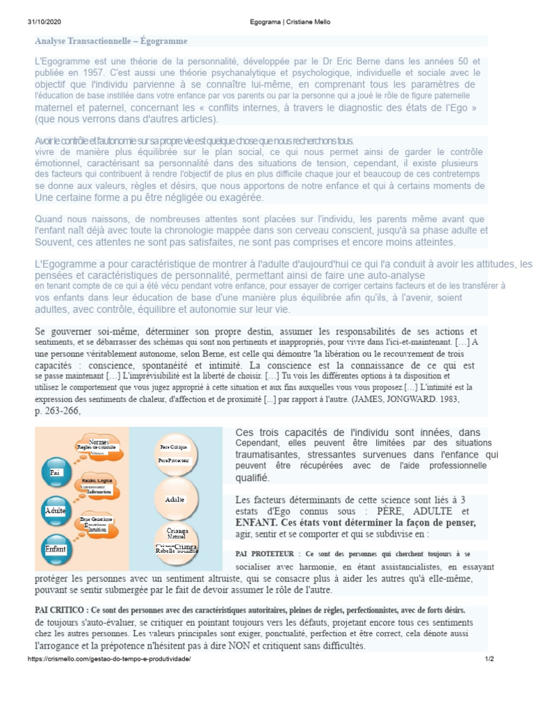 Comprendre l'Egogramme en Analyse Transactionnelle | PDF | Concept de ...