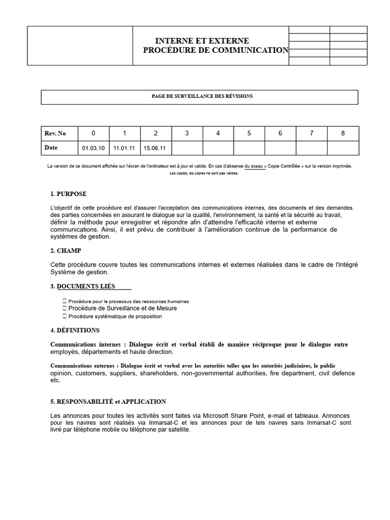 Procédure de Communication Interne et Externe | PDF | Gestion des ...