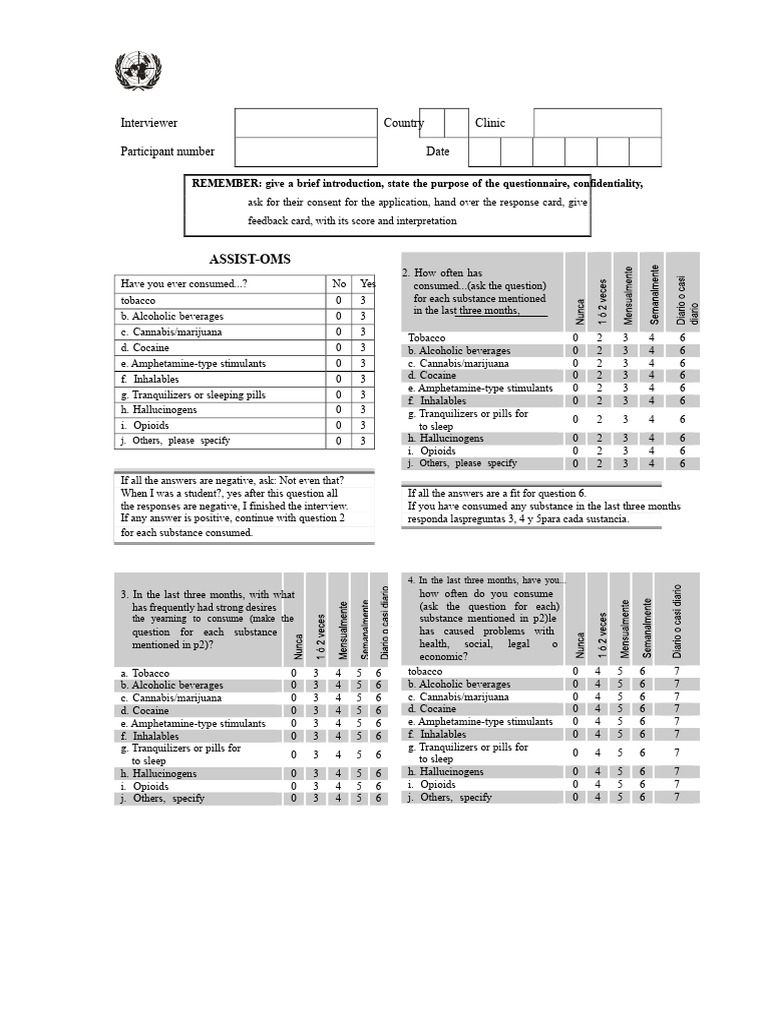 Complete ASSIST test | PDF | Cannabis (Drug) | Anxiety