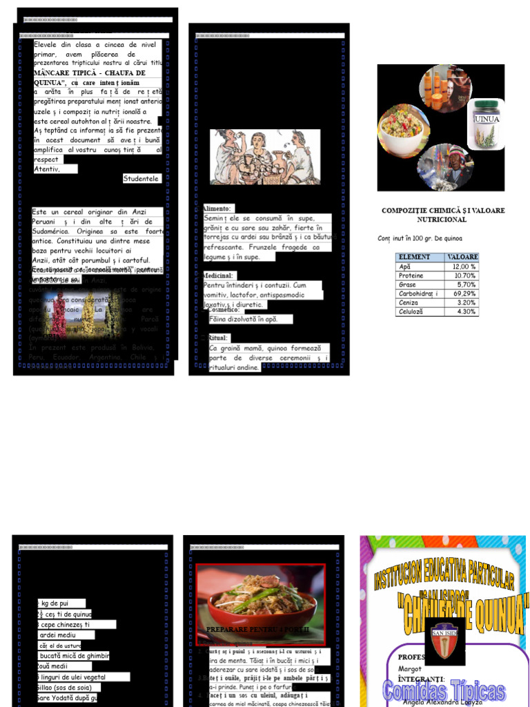 Triptic Despre Preparatul Tipic Mazamorra de Quinoa | PDF