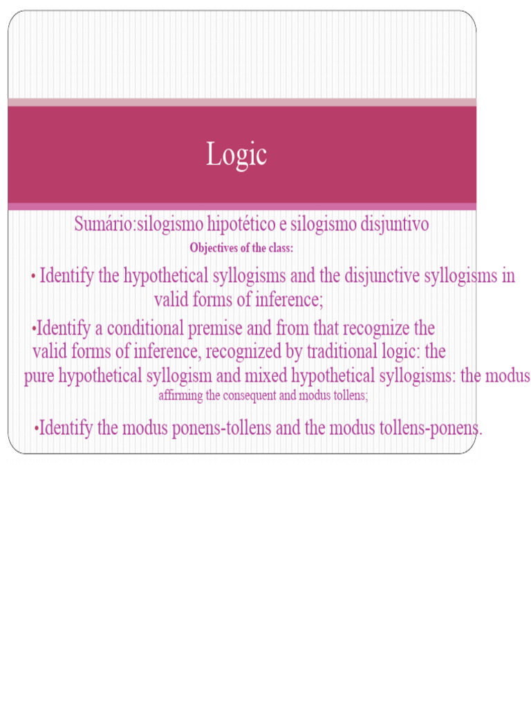 Hypothetical syllogism and disjunctive syllogism | PDF | Deductive ...