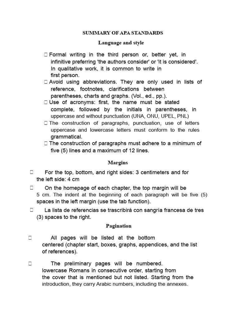 Summary of APA Guidelines | PDF | Apa Style | Letter Case