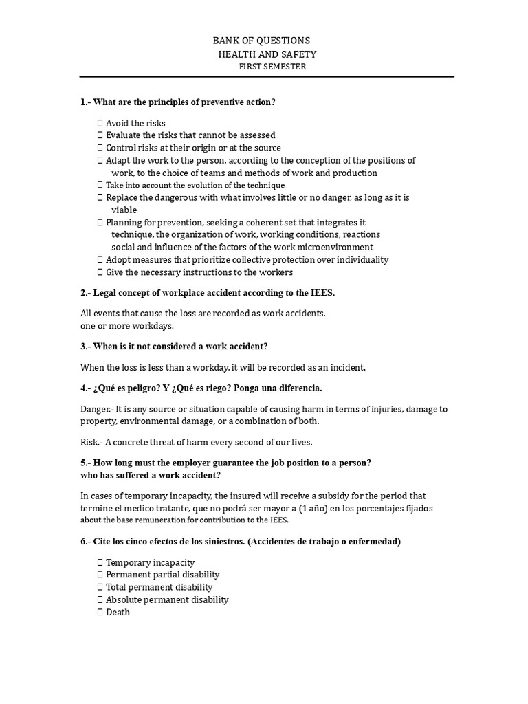Health and Safety Question Bank | PDF | Fires | Risk