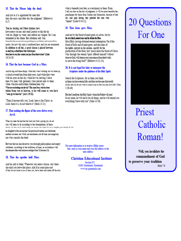 20 Questions for a Catholic Priest | PDF | Jesus | Eucharist
